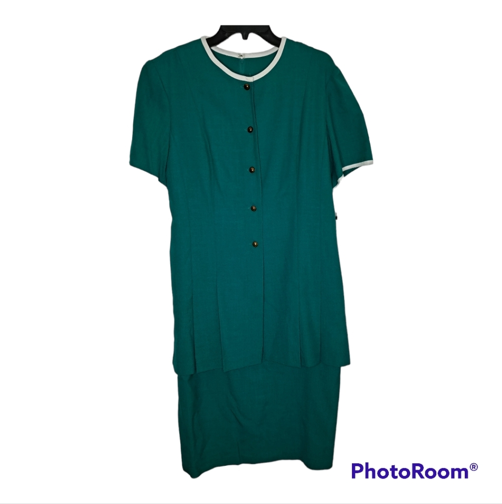Leslie Fay Dress Size 18 Green, Short Sleeve